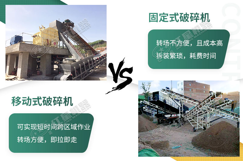 流動(dòng)粉碎石機(jī)，可以隨時(shí)轉(zhuǎn)場(chǎng)停車生產(chǎn)的破碎生產(chǎn)線